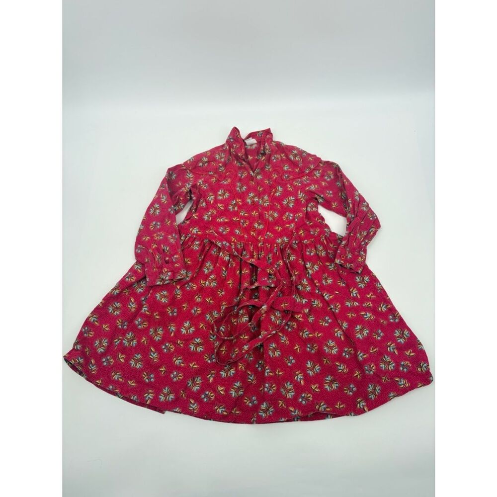 Vintage girls Red Floral Long Sleeve Dress